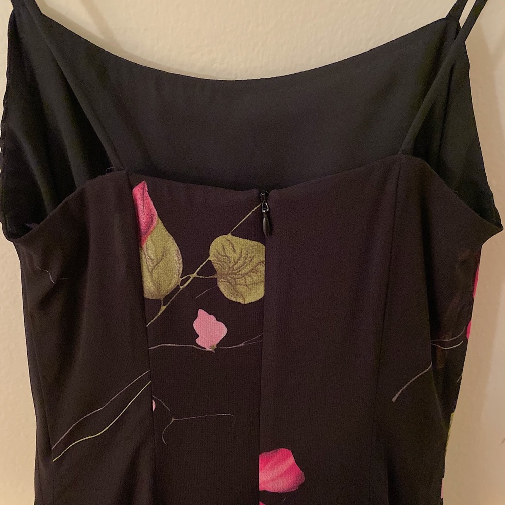 Vintage Black Floral Maxi Dress - Picture 4 of 5